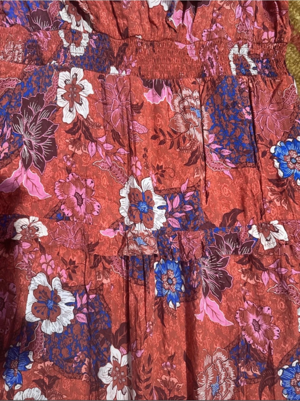 Nurture by Westbound Floral Tiered Maxi Dress in Rust Pink Sz Large - Picture 5 of 8